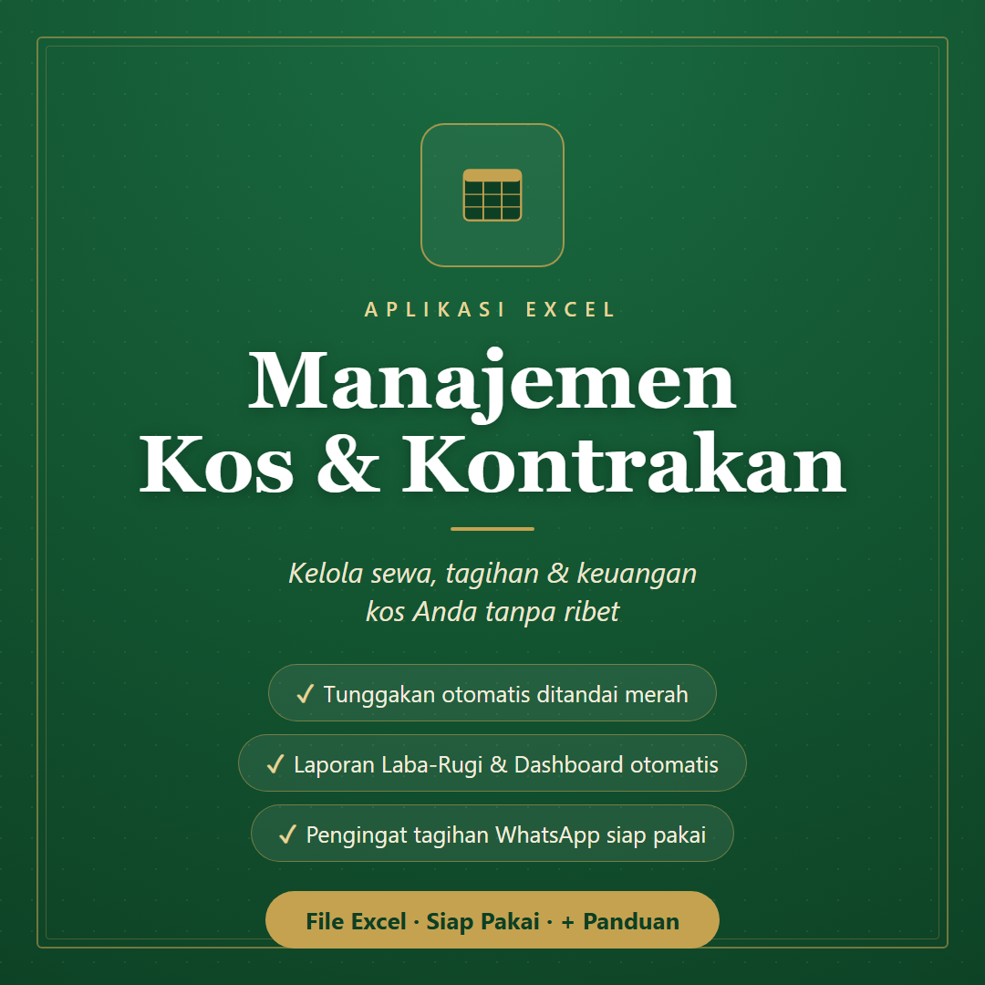 Aplikasi Excel Manajemen Kos & Kontrakan